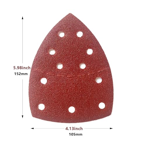 100 PCS Mouse Detail Sander Sandpaper 11 Holes, 60 Grit Hook and Loop Mouse Sanding Sheets Aluminum 0xide Mouse Sanding Pads 11 Holes Triangular Sanding Paper for Detail Mouse Sander - size: 11 Holes-60 Grit