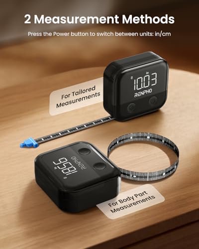 RENPHO Smart Body Measuring Tape for Weight Loss, Rechargeable, LED Display