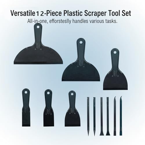 12 PCS Plastic Putty Knife Set with 6 Flexible Filler Knives 6 Scrapers for Spackling, Repairing Drywall, Removing Wallpaper, Applying Mud and Plaster