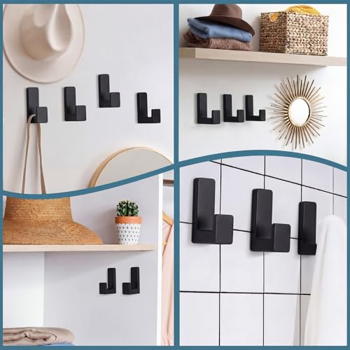 Teenyyou 6 Pcs Cute Kids Wall Hooks Adhesive for Backpack Black - color: Black