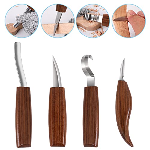 Wood Carving Tools Set,Detail and Hook Carving Knife Kit for Beginners,Trimming Knife for Spoon Bowl Cup Woodwork,Square handle design and 6pcs SK2 Carbon Steel Wood Carving Knives（10pcs） - size: 4PCS Flat Handle & 6PCS Detail Knives