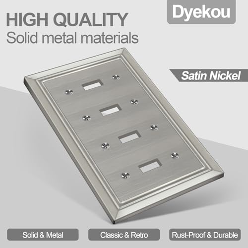 Metal Wall Plate for Electrical Outlets, Applicable to Quad Toggle - size: Quad Toggle