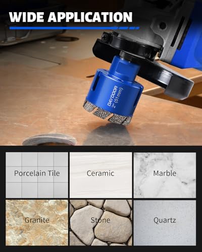 DAYDOOR Diamond Hole Saw Kit,15-Piece Tile Hole Saw Kit Vacuum Brazed(Blue) - color: Blue, size: 1/4",5/16",4/5",1",1-3/8",2",3",4"