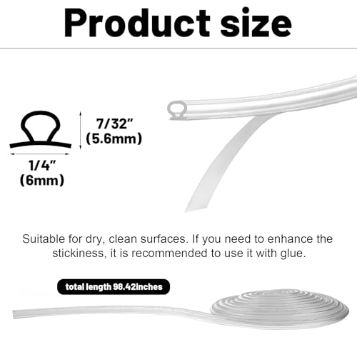 Tondiamo Shower Door Strip Seal for Glass,7/32 X 98.4 Inches,2 Rolls - color: 7/32 x 98.4 Inches