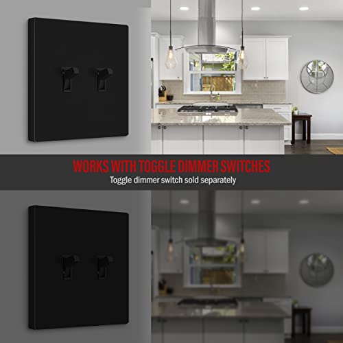 ENERLITES Screwless Double Toggle Light Switch Wall Plate Cover, Black - color: Black, size: Screwless