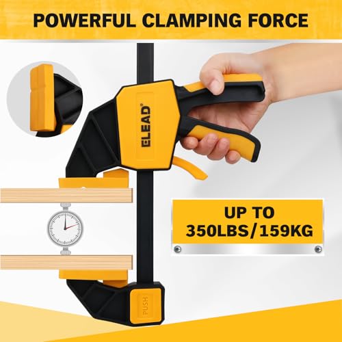 3-Pack 12-Inch Bar Clamp for Woodworking with Leveling Block Clamp, 350LBS Load Limit, Heavy Duty Quick-Release Wood Clamps/Spreader, One-Handed F Clamp for Wood Working - style: 3-Piece long 350lbs