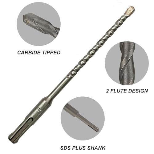 10-Pack SDS Plus 1/4" x 6" Rotary Hammer Drill Bits, Carbide Tipped for Brick, Stone and Concrete - size: 1/4" x 6" (10-Pack)