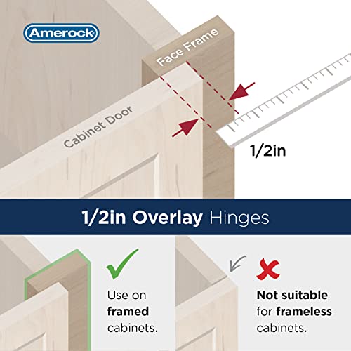 Amerock 1 Pair 1/2" Overlay Oil-Rubbed Bronze Partial Wrap Cabinet Hinge - color: Oil Rubbed Bronze, size: 1/2 Inch (13 mm) Overlay