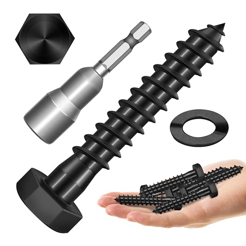 MYWISH (10Sets) 3/8" x 2" Hex Head Lag Bolts, Heavy Duty Lag Screws with Washers, 304 Stainless Steel Bolts 18-8, Lag Screws Wood Screws, Partial Thread Black Oxide, 3/8 Bolt - size: 3/8 x 2" (10 set)