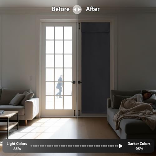 RYB HOME French Door Window Curtain Blackout Blind, W34 x L69, Grey, 1 Pc - color: Grey, size: 34"W x 69"L (Pack of 1)