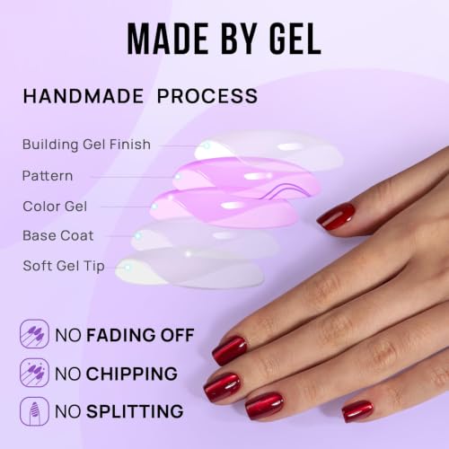 BTArtbox Press On Nails, Hot Love, Short Square, Red Cat Eye, 32Ct - color: A1-Hot Love