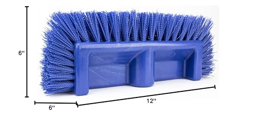 SPARTA Multi-Level Tile Scrub Brush 12" Wide Brush Head, Heavy-Duty Tile Cleaning Brush with End Bristles for Commercial Tiles, Tubs and Floor, Plastic, 12 Inches, Blue - color: Blue