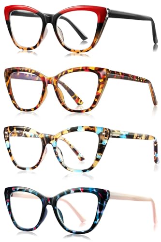 3 Pack Oversized Reading Glasses for Women with Spring Hinge - color: 4 Pack Mix C2*
