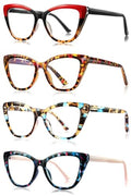 3 Pack Oversized Reading Glasses for Women with Spring Hinge - color: 4 Pack Mix C2*