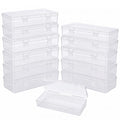 12 Pack Small Plastic Storage Containers, Small Rectangle Organizer with Hinged Lid, Clear Plastic Storage Containers Box for Beads, Jewelry, Crafts, Screws and Accessories (6.1 x 2.56 x 1.18 Inch)