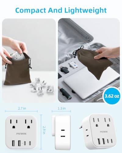 European Travel Plug Adapter Set, 8-in-1 Travel Adapter with 4 Outlets - style: World Adapter+Type C/G/D/M