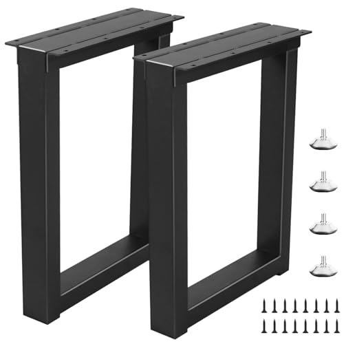 20" Metal Table Legs with Adjustable Protector Feet, Heavy Duty Furniture Legs Set of 2, Modern Desk Feets for DIY Dinning Coffee Tables, Rectangle Shape (20”H x 13”W) - size: 20 '' Square
