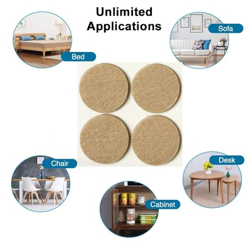 48 Pcs Self Adhesive 1" Round Felt Furniture Pads (Beige, 1") - color: Beige