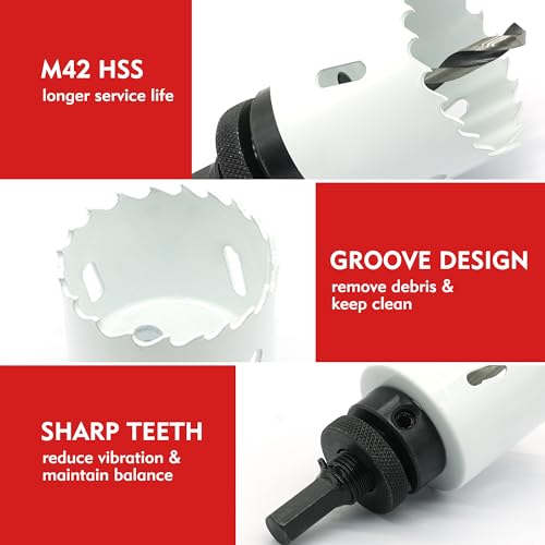 Hole Saw Kit Bi Metal, with 3/4" to 2-1/2" 22 PCS Saw Blades in Case, Hole Saw Set for Metal, Wood and Plastic, with Clean and Smooth Cutting Edge, Fast Chip Removal - style: BI Hole Saw 22pcs
