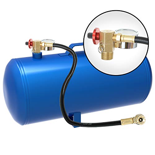 Hromee Air Tank Repair Kit w/Safety Valve, Pressure Gauge and 4 Feet Air Tank Hose Assembly kit for Portable Carry Tank - size: Air Tank Repair Kit