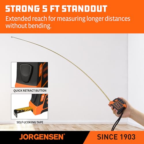 JORGENSEN Digital Tape Measure,16Ft Rechargeable Digital Measuring Tape