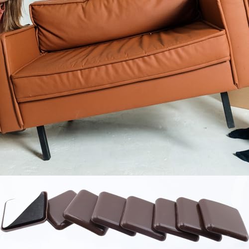 8 PCS Self-Stick Furniture Sliders -2" Brown - color: Square Brown