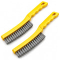 2 Pcs Stainless Steel Wire Brush for Cleaning Rust - 11" Heavy Duty Wire Brushes for Metal, Welding & Deburring - Comfortable Curved Handle Rust Remover Tool