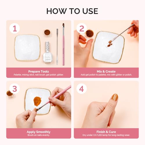 MelodySusie 1PC Square Resin Nail Art Palette with Mixing Spatula White - color: White Square With Spatula