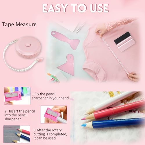 QUKLOGEN Sublimation Shirts Tool Kits with Portable mat for Ironing - color: Pink B