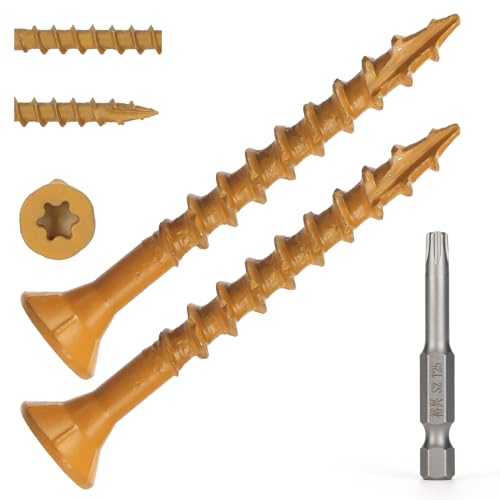 Wood Screws #8 x 2’’, T25 Star Torx Drive Flat Head Deck Screws, Tan, 127Pcs (1lb) - color: Tan, size: 8X2’’