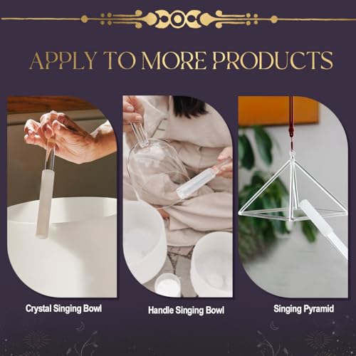 4 Pcs Singing Bowl Mallet Set Includes Solid and Hollow Acrylic Silicone Rubber Striker Mallet for Playing Quartz Crystal Singing Bowls with Bundle Pocket(WhiteGreen) - color: WhiteGreen