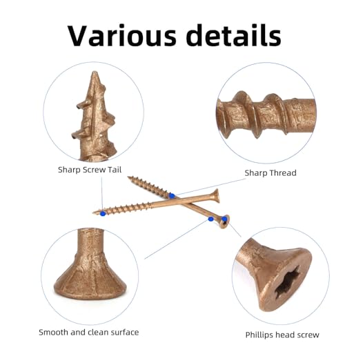 Deck Screws #10 x 3’’, T25 Star Torx Drive Flat Head Wood Screws, Brown, 5lb - color: Brown, size: 10X3’’
