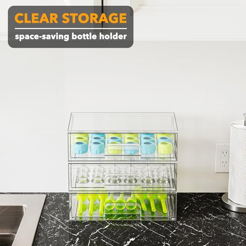 SpaceAid Bottle Storage Organizer Baby - Acrylic Bottles Station Organizer Container, Stackable Clear Drawers for Countertop, Vanity, Bathroom, Cabinet, Pantry Organization, 3 Pack, 3L, 10.3"H - size: 10.3"H, 3 Pack, 3L