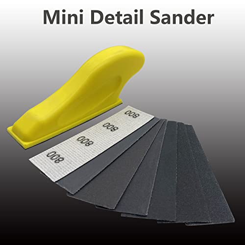 Micro Detail Sander with 70PCS Sandpaper-Grit 180 240 320 400 600 800 1000 - style: Grey(Grit 180-1000)