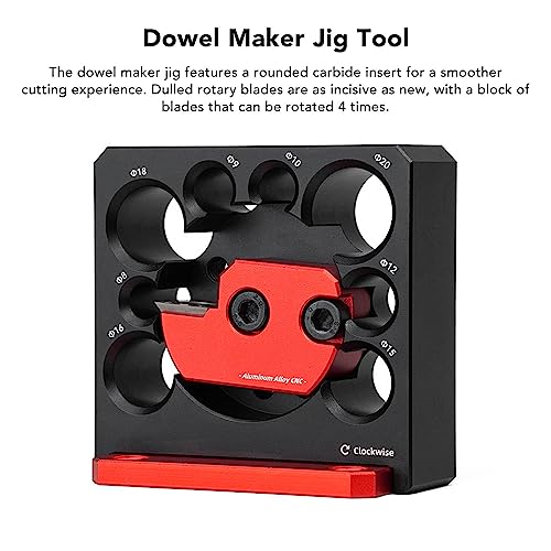 Focket Carbide Inserts Dowel Maker Jig, 8 Holes 8mm to 20mm Adjustable Woodworking Dowel Jig Kit, High Speed Electric Drill Milling Dowel Round Rod Auxiliary Tool Drill Guide Locator