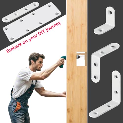 White Mending Plate 4 Pcs Stainless Steel Flat Brackets, 5.5 Inch x 2 Inch Heavy Duty Straight Brace Repair Fixing Joining Brackets for Wood Furniture Fence with Screws - size: Straight/ 5.5inch*2inch 4Pack