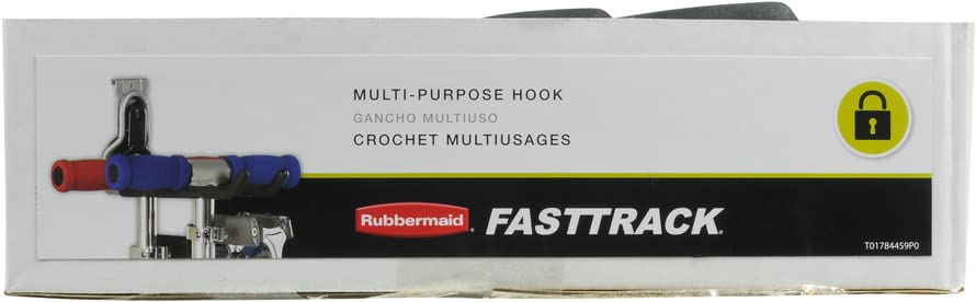 Rubbermaid FastTrack Garage Organization Multi-Purpose Hook, 50 lbs Capacity, Satin Nickel, Wall Mounted Storage System, Direct Mount into Rail for Home Organization - style: Multi-Purpose Hook