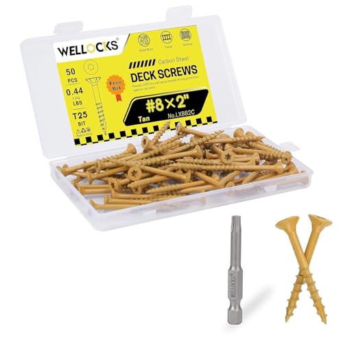 WELLOCKS #8 x 2 in Tan Deck Screws, 0.44 lbs Trial Size - size: #8×2", style: Trial size 0.44LBS