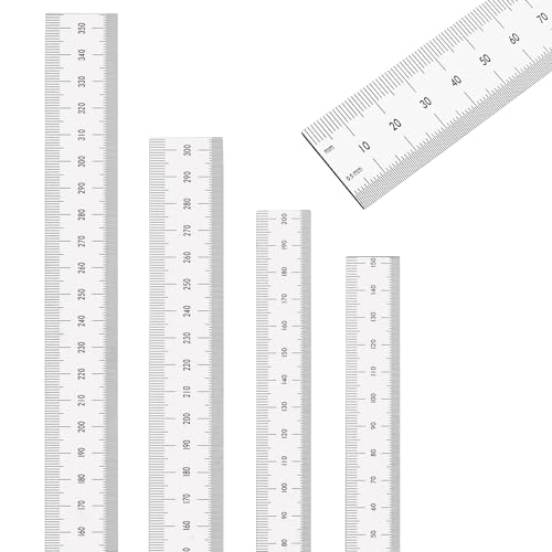 12 Inch Machinist Ruler, 4-Pack Stainless Steel Precision Scale Ruler with Inch/Metric Etched Markings, Dual Side Measuring Rule for Engineers, Drafting, Woodworking - style: 12 Inch