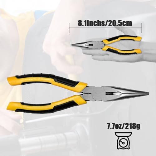 Needle Nose Pliers with Wire's Cutter - Long Nose pliers, Needlenose Pliers,Needle-nose Pliers, Needle Nose Plyers can Screw Loose Nuts and Wind/Cutter Wire's ect.（8.1 in）