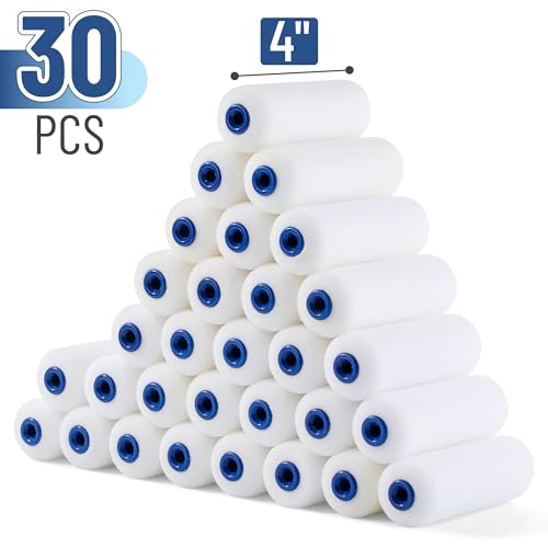Bates- Foam Paint Roller Covers, 4 Inch, 30 Pack, Bulk High Density