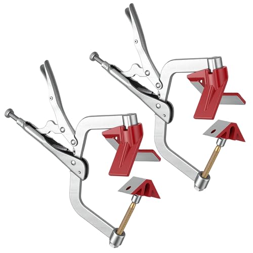 Chumia 2 Pack 90 Degree Corner Clamp 10 Inch Large Right-Angle Clamp with Self Locking Plier for Woodworking, Adjustable Positioning Square Clamping Tool for Cabinet Jig Welding Picture Frame