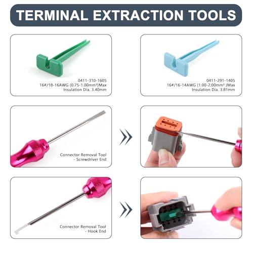 Newdeli 504PCS Deutsch Connector Kit with Crimper 2 3 4 6 8 12 Pin DT Connectors with Deutsch Crimp Tool 14-20AWG Pin Removal Tool Size 16 Solid Contacts Automotive Electrical Wire Connectors - size: DT Connector 504 Pcs Multi-Pin Kit