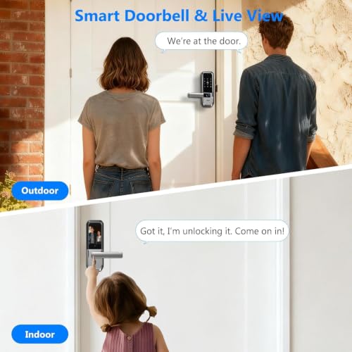 UMIKSMART WiFi Smart Door Lock with Camera, Fingerprint Keypad, App Control - color: Nickel