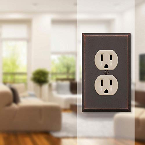 Amerelle 68DDB Manhattan Wallplate, 1 Duplex, Cast Metal, Distressed Aged Bronze, 1-Pack - size: 1 Duplex
