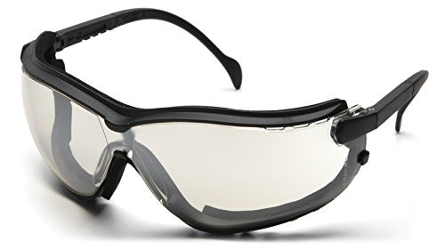 Pyramex V2G Safety Glasses, Black Frame/Amber Anti-Fog Lens - color: Black Frame/Indoor-outdoor Mirror Anti-fog Lens