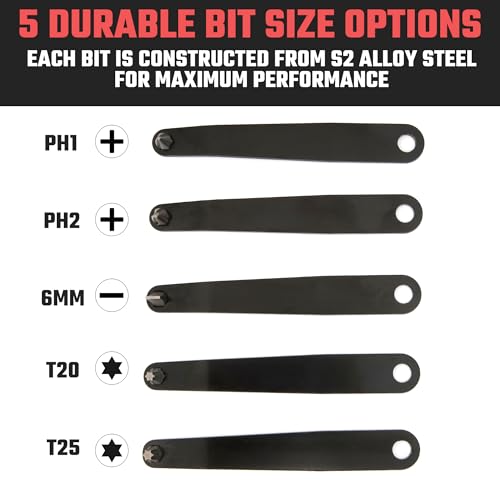 NEIKO 01322A Ultra Low Profile Offset Screwdriver & Torx Set, 5 Pc, Heavy Duty S2 Steel Construction, SAE, 10mm Bit Depth, Angled Hex Bit, Bent Screwdriver for Tight Spaces, Allen Wrench Keychain - style: Screwdriver + Torx