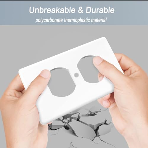 1-Gang Duplex Outlet Wall Plate Cover for Electrical outlets Unbreakable Polycarbonate Thermoplastic Outlet Cover Plate Receptacle Cover, Light Switch Cover, White, 20 Pack - color: 1-Gang Duplex, size: 20 Pack