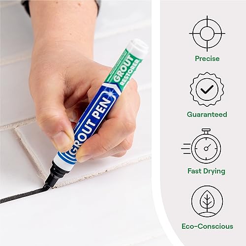 Grout Pen Black Tile Grout Paint Marker - Narrow 5mm Tip (7mL) - 3 Pack - style: Black