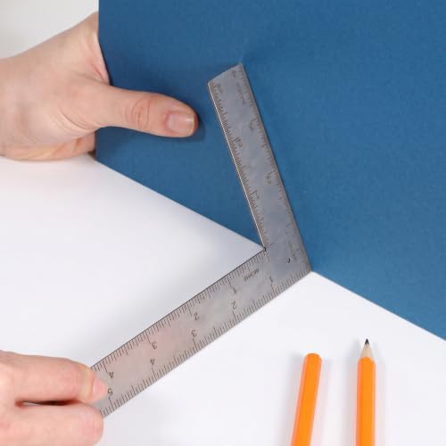 L Shaped Ruler Measuring Tool 6x4 Inch Framing Square Stainless Steel 90 Degree Right Angle Rulers for Engineer Carpenter Woodworker Mini Measuring Tool (Sliver)